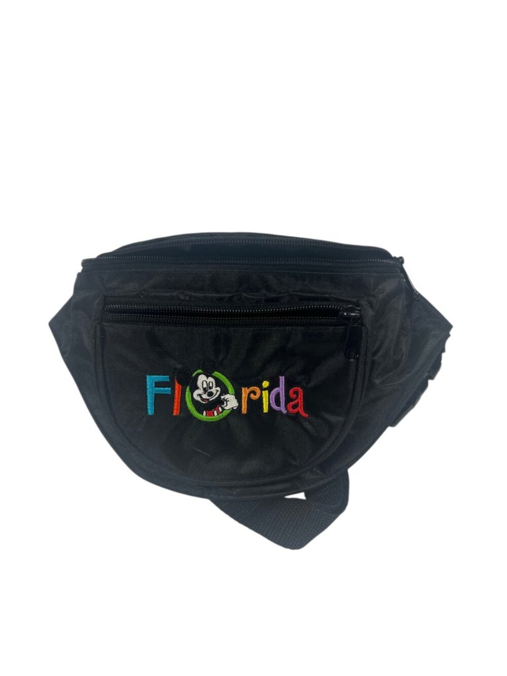 Vintage Disney Mickey Mouse Fanny Pack Florida Embroidered Black 90s Retro